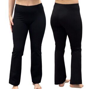 Seductive Sabrina Mid-Rise Pull-On Techno Cotton Flared Pants in Black Size 36/4